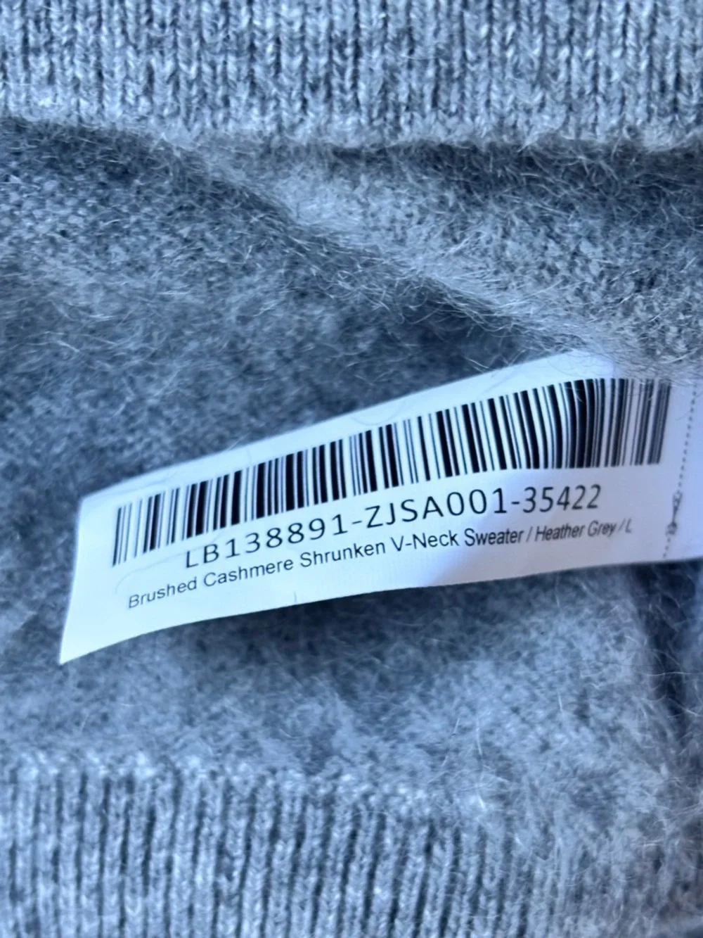 Quince Brushed Cashmere Shrunken V-Neck Sweater Gray Large NWT